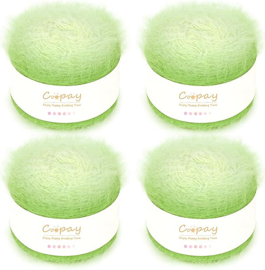 Coopay Ombre Yarn for Crocheting and Knitting - 4 Pack Dual Gradient Yarn Cake with Plush of 100g/3.52oz - 190m/207yds - 38% Wool, 40% Nylon, 22% Acrylic for Sweaters, Hats, Scarves (Cyan Duckweed)