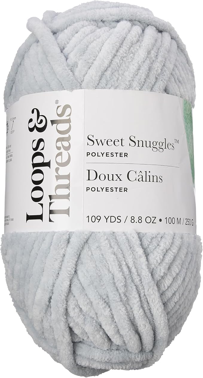 Loops & Threads Sweet Snuggles Yarn - Yarn for Knitting, Crochet, Weaving, and Arts & Crafts - Silver, Polyester, 8.8 oz