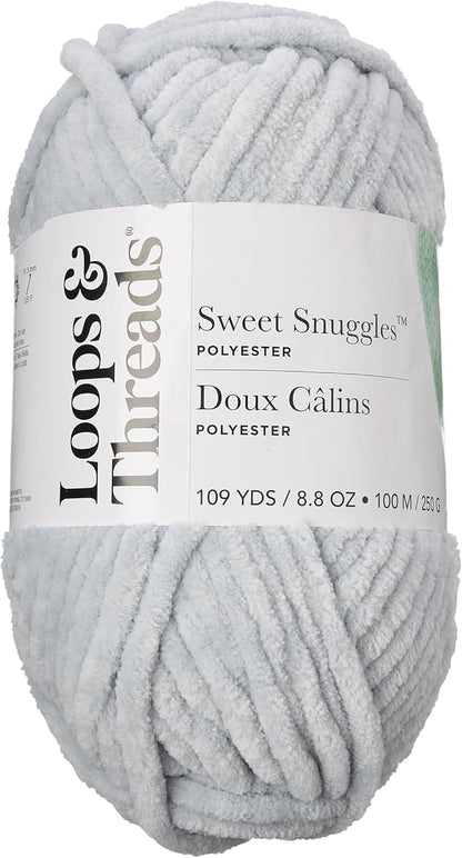 Loops & Threads Sweet Snuggles Yarn - Yarn for Knitting, Crochet, Weaving, and Arts & Crafts - Silver, Polyester, 8.8 oz