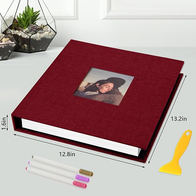 Zesthouse 18 In Photo Album Self Adhesive with Picture Display Window, 3-Ring Scrapbook Albums 60 Pages Holds 10x12 8x10 5x7 4x6 Photos, DIY Photo Book Ideal Gift for Family Wedding Baby
