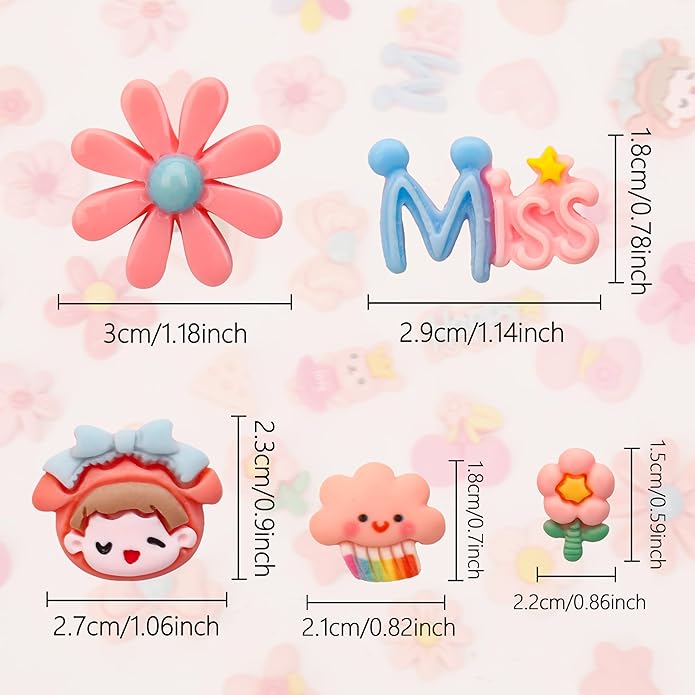 100Pcs Slime Charms, Mixed Cute Resin Charms Set for Scrapbooking, Phone Cases, Hair Accessories, Fake Candy Decor, Crafting Embellishments & DIY Keychains