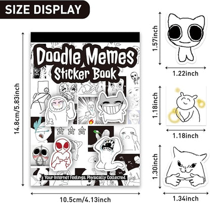 PRSTINCOL Meme Sticker Book, 30 Sheets 460+ Pcs, Black and White Funny Meme Stickers for Adults and Teens, Die Cut Vinyl Stickers for Journaling Scrapbooking DIY