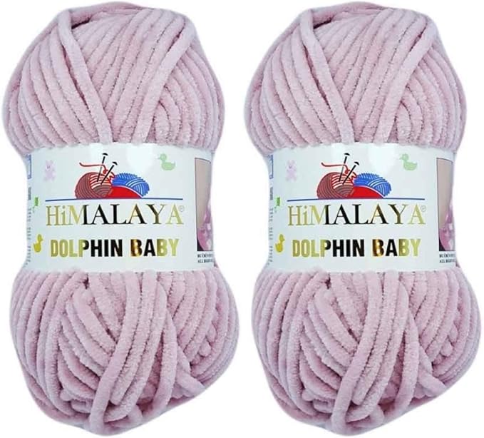 2 Skein/Pack Himalaya Dolphin Baby Chenille Yarn, Each Ball 100 gr (3.5 oz), 120 m (132 Yards), 100% Polyester, Super Bulky Baby Blanket Velvet Amigurumi Yarn, 80349 - Pinkish