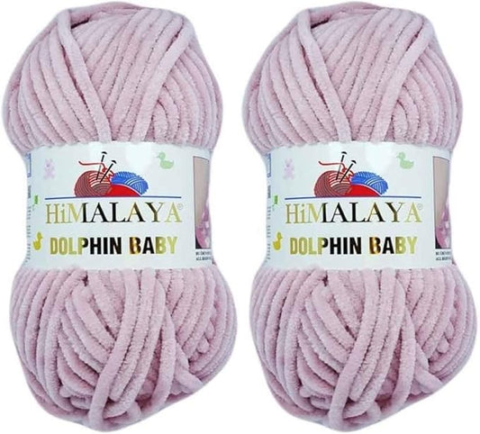 2 Skein/Pack Himalaya Dolphin Baby Chenille Yarn, Each Ball 100 gr (3.5 oz), 120 m (132 Yards), 100% Polyester, Super Bulky Baby Blanket Velvet Amigurumi Yarn, 80349 - Pinkish