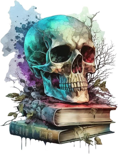 Moohue Stamped Cross Stitch Kits for Adults Clearance Skull 14CT Pre Printed Cross Stitch Kits for Beginners (Skull 2)