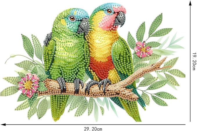 DoxQcs DIY Diamond Art Wooden Tray Kit Easter Food Tray with Handle Diamond Painted Table Decoration Tray for Breakfast Bar Dinner Table Diamond Art Painting for Beginners-Parrot