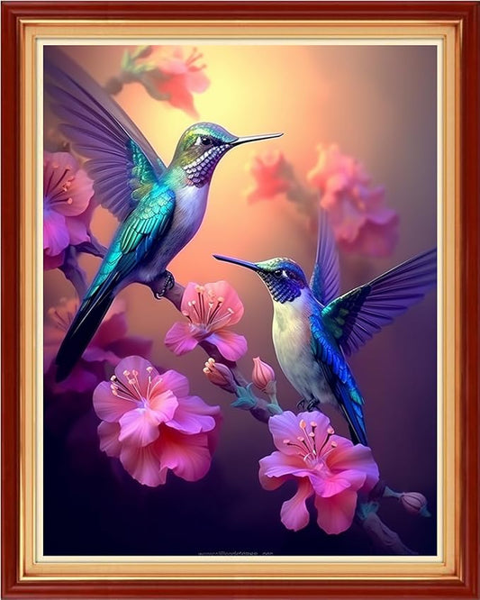 Findvoor Stamped Cross Stitch Kits for Beginner Embroidery Kits for Beginners Adults DIY 11CT Cross Stitch Patterns Needlepoint Kits Crossstitching Kits-Hummingbird Flowers 16x20 inch