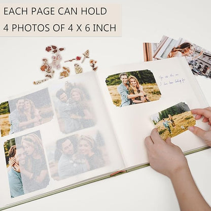 Vienrose Premium Scrapbook Photo Album with Writing Space 12"x12", DIY Scrapbook Album with 60 Pages, Large Photo Book for Baby Family Travel Vacation, Valentine Gift Green