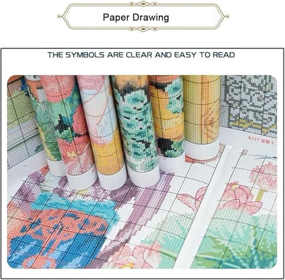 Threadhaven Cross-Stitch Kit 14CT Aida Counted Embroidery Complete Set with Fabric, Threads, Needles & Chart-Premium Beautiful Girls Design for Adults & Beginners- Winter Warm Tea 13''×13''