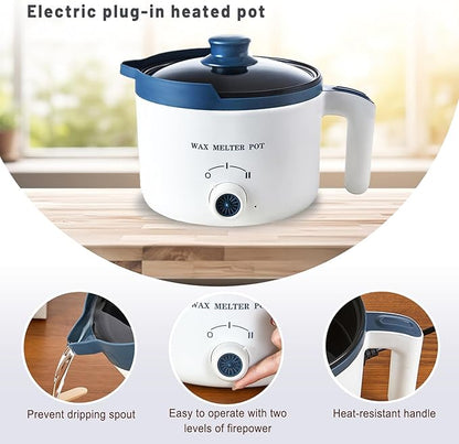 Ksedcon Wax Melter for Candle Making with Pouring Spout, Electric Wax Melting Pot Kit Included Wicks, Wick Stickers, Centering Device, Stirring Spoon