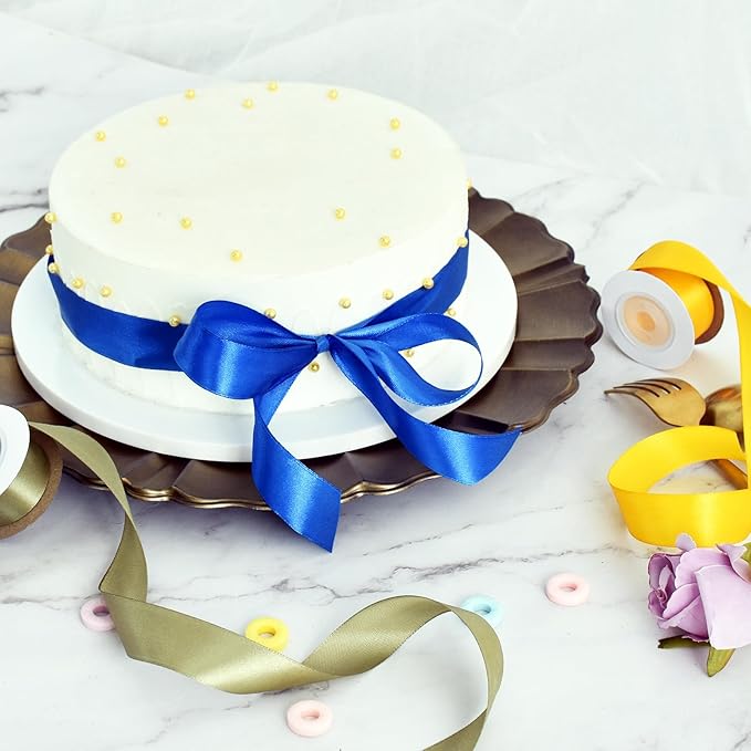 TONIFUL 12 Colors 1 Inch x 60yds Satin Ribbon Rolls Solid Color Fabric Ribbons for Gift Wrapping Invitation Floral Bouquet Hair Bows Craft Party Wedding Birthday Christmas Decoration (5yd/Roll)