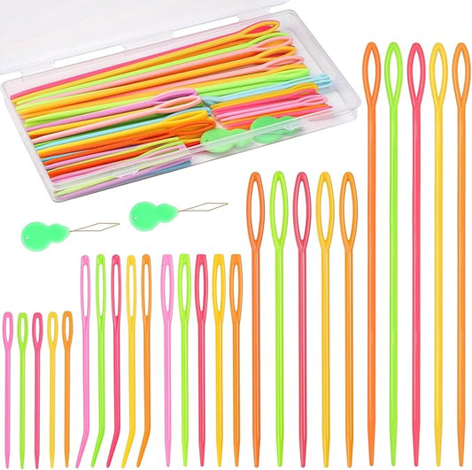 UOOU 67 PCS Plastic Needles, 5 Sizes Yarn Needles, Darning Needles for Yarn, Yarn Needles Large Eye for Crochet, Crochet Needles for Knitting, Weaving and Sewing