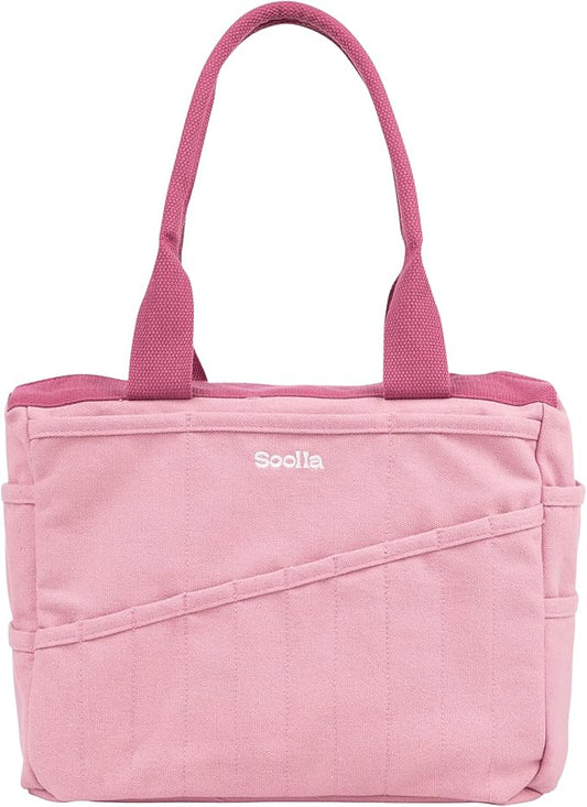 Soolla Studio Bag: Art Supply Storage & Pottery Tool Bag, Washable Craft Tote, Knitting Yarn Organizer, Crochet Projects, 30 Pockets, 20+ Canvas Colors, Gift for Artists & Teachers (Desert Rose)
