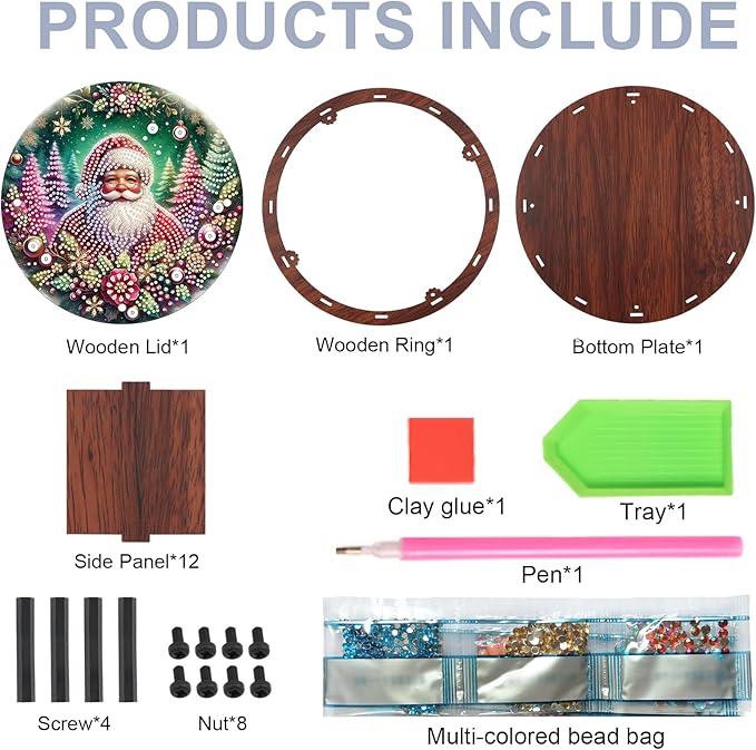 DIY diamond painting fruit bowl storage box, Santa Claus rhinestone decoration tray handmade set, for desktop item storage, multifunctional creative craft gift
