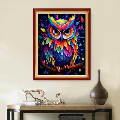 DMCVIVR Stamped Cross Stitch Kits for Beginners Adults Needlepoint Kits for Beginners Embroidery Kits for Adults Crossstitch Kit for Beginners 11CT-Colorful Owl 16x20 inch