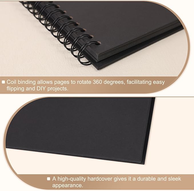 Scrapbook Album 12x12 Inches Photo Album Hardcover Kraft with Window Scrap Book Blank Memory Book for Baby Wedding Guest Book Couples Graduation Travel DIY Anniversary, 100 Pages Black