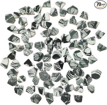 1.1 LB Porcelain Ceramic Mosaic Tiles,Broken Irregular Mosaic Tiles for DIY Craft Floor,Kitchen,Pool, Flower Pots Mosaic Making Supplies (Porcelain Black 03)