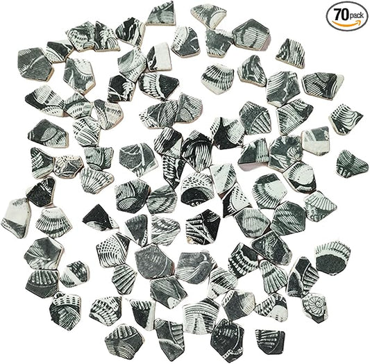 1.1 LB Porcelain Ceramic Mosaic Tiles,Broken Irregular Mosaic Tiles for DIY Craft Floor,Kitchen,Pool, Flower Pots Mosaic Making Supplies (Porcelain Black 03)