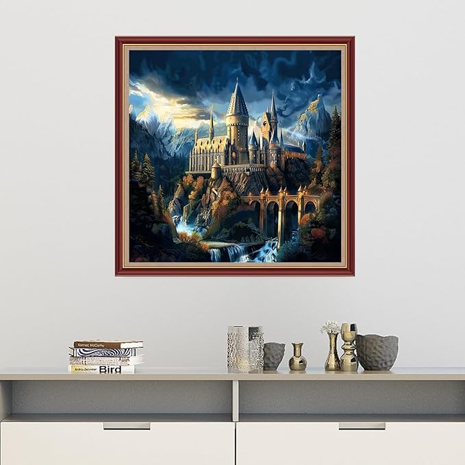 Dooxvey Cross Stitch Kits for Adults Beginners,Full Range of Cross-Stitch Stamped Kits Needlepoint Kits for Beginners Embroidery Kits 11CT Cross Stitch Patterns-Magic Castle 18x18 inch