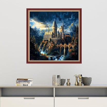 Dooxvey Cross Stitch Kits for Adults Beginners,Full Range of Cross-Stitch Stamped Kits Needlepoint Kits for Beginners Embroidery Kits 11CT Cross Stitch Patterns-Magic Castle 18x18 inch
