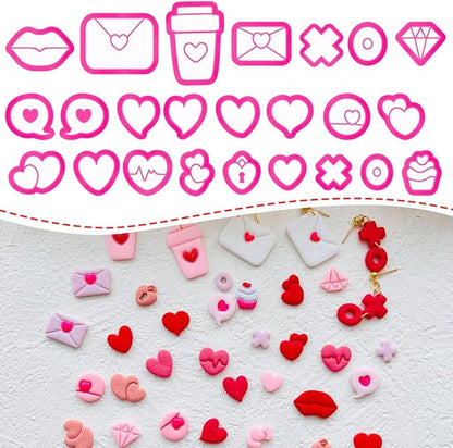 Xaekicr Heart Theme Polymer Clay Cutters Set – Molds, Clay Cutters for Polymer Clay, Clay Earring Tools