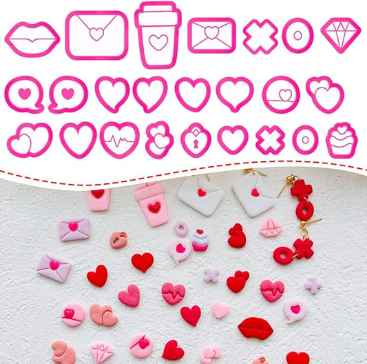 Xaekicr Heart Theme Polymer Clay Cutters Set – Molds, Clay Cutters for Polymer Clay, Clay Earring Tools
