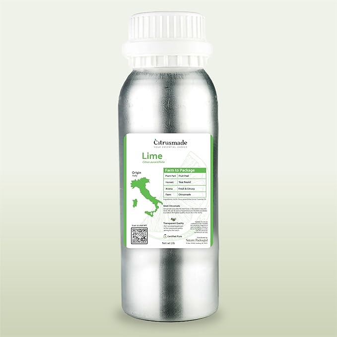 Nature Packaged Lime Essential Oil - Direct from Citrusmade in Sicily- Pure Essential Oils for Diffusers and Aromatherapy in The Mediterranean - 100% Pure Therapeutic Grade (2LBS)