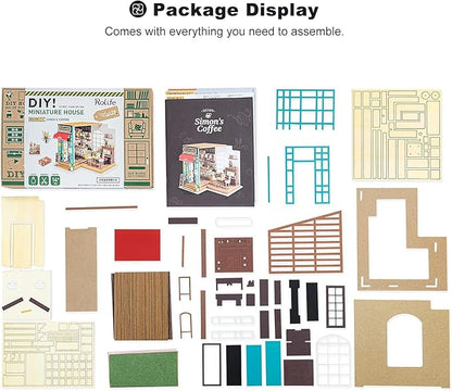 Rolife DIY Miniature Cafe House Kit for Adults to Build, Tiny House Making Kit with Furniture, Halloween/Christmas Decorations/Gifts