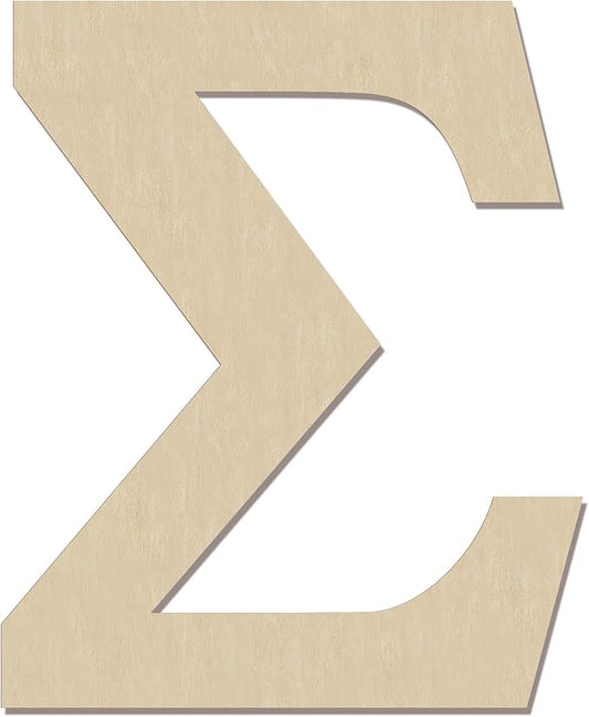 HILAZA 12 Inch Large Wooden Greek Letters, Unfinished Big Wood Letters for Wall Decor, DIY Crafts, Parties Wedding Christmas Home Decoration, Letter Sigma (Σ)