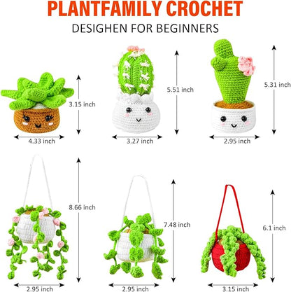 Inawenxlg Crochet Kit for Beginners with Video Tutorials – Amigurumi Starter Set to Make 6 Hanging Potted Plants
