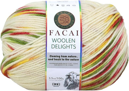 Facai Blend Merino Wool Yarn for Knitting - Worsted Weight,197yds (3.5oz) Ball, Ideal for Sweaters, Scarves, and Accessories (1, Winter Jasmine)