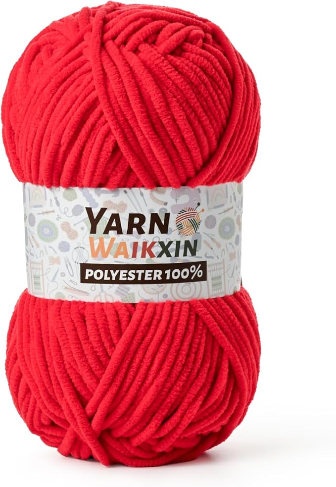 Soft Chenille Yarn for Crocheting, Fluffy Chunky Crochet Yarn for Baby Blanket, (1.76oz/65.6yds) Fuzzy Velvet Yarn for Amigurumi&DIY Puzzle、Crafts、Scarf(Red)