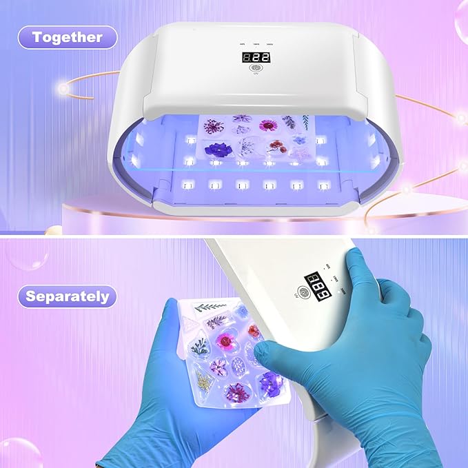 ENERFUN UV Light for Resin - Fast Curing UV Resin Light with Adjustable Time Setting Large Size 48W Two-Sided Portable Foldable UV Lamp with Silicone Mold Gloves