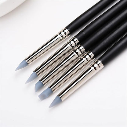 Kfwfuaee 10Pcs Silicone Clay Sculpting Tool Wood Handle Pottery Modeling Carving Tool for Shaping Sculpting Blending Clay Modeling Brushes
