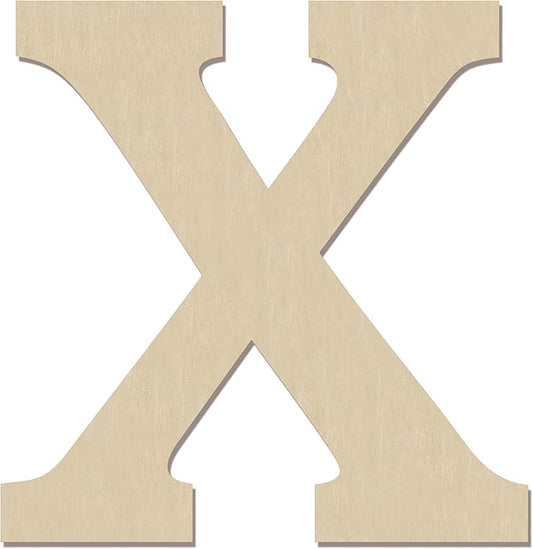HILAZA 12 Inch Large Wooden Greek Letters, Unfinished Big Wood Letters for Wall Decor, DIY Crafts, Parties Wedding Christmas Home Decoration, Letter Chi (Χ)