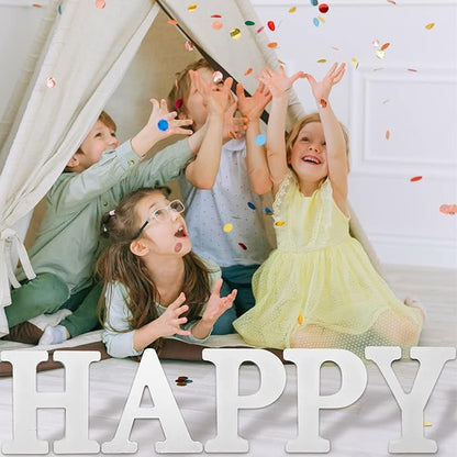 AOCEAN 10 Inch White Big Wood Letters, Unfinished Wooden Letters for Wall Decor Decorative Standing Letters Slices Sign Board Decoration for Craft Home Party Projects (U)