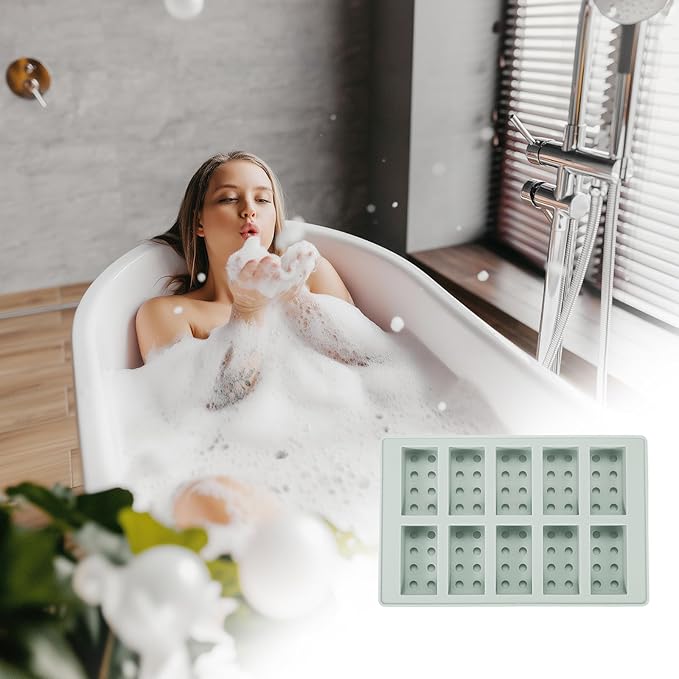 MECCANIXITY Beeswax Candle Mould, 10 Grids Beeswax Bar Mould Makes 10 x 0.8oz Reusable Easy Release Bees Wax Module for Wax Candle Making Butter Candy Chocolate Grey