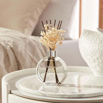 Donurex Flower Reed Diffuser Set 5.07oz Clean Linen Scent Diffuser with Sticks Home Fragrance Reed Diffuser for Bathroom Shelf Decor
