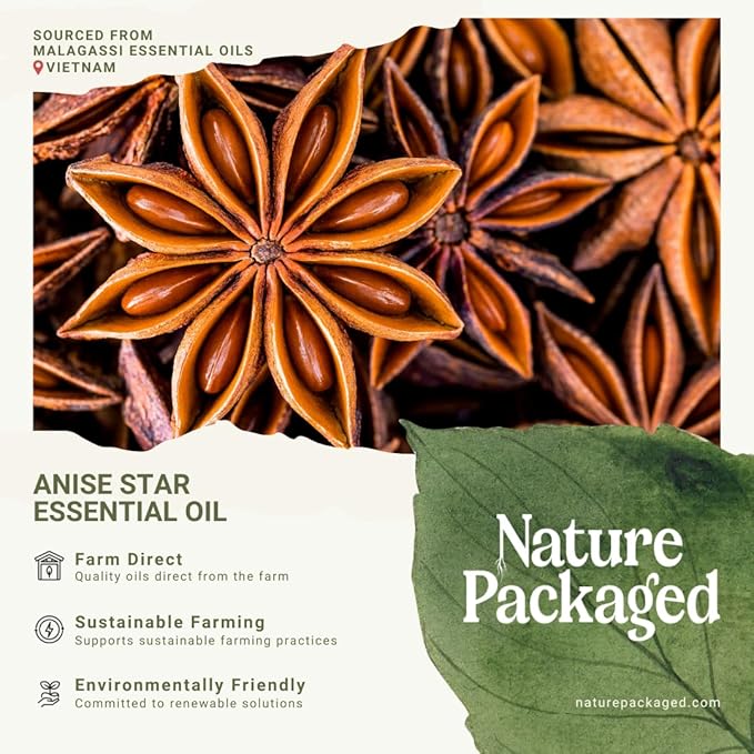 Nature Packaged Star Anise Essential Oil - Direct from Malagassi Essential Oils - Premium Star Anise Seed Oil for Aromatherapy, Diffuser, Candle, Soap, Skin and Hair (8oz)