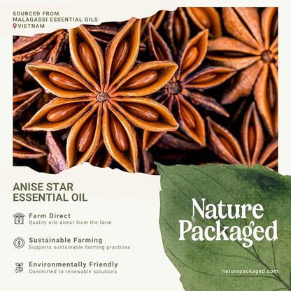Nature Packaged Star Anise Essential Oil - Direct from Malagassi Essential Oils - Premium Star Anise Seed Oil for Aromatherapy, Diffuser, Candle, Soap, Skin and Hair (8oz)