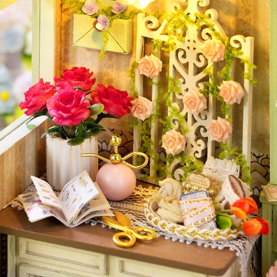 DIY Miniature Dollhouse Kit, 1:24 Scale Handmade Craft Model Floral Reverie, Creative 3D Wooden Puzzle Building Set for Adults, Compact Home Decor Gift - Image 5