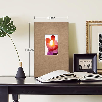 potricher Small Photo Album for 4x6 300 Photos Linen Cover Picture Book for Family Wedding Anniversary and Baby (Khaki)