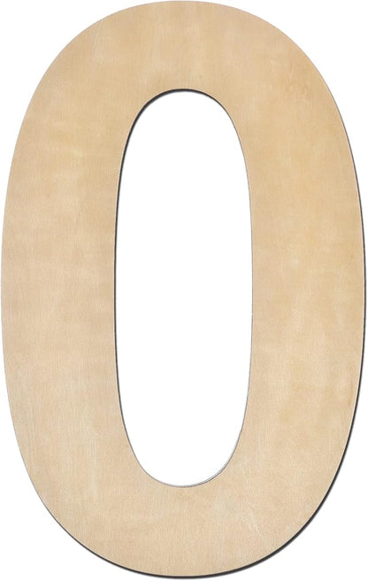 12 Inch Wooden Number 0, 1/4 Inch Thick Large Unfinished Wood Number for Home Wall Decor, DIY Crafts
