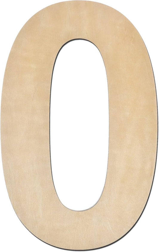 12 Inch Wooden Number 0, 1/4 Inch Thick Large Unfinished Wood Number for Home Wall Decor, DIY Crafts