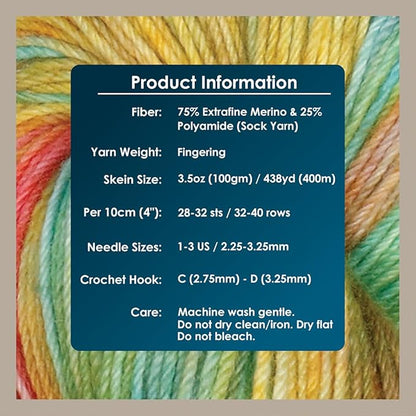 KnitPro Symfonie Hand Dyed Yarn | Extra Fine Merino Wool & Polyamide Blend for Knitting & Crocheting, Fingering Weight, Oeko-TEX Certified 400m, 100g Skein | Terra Variegated Mystic Lagoon