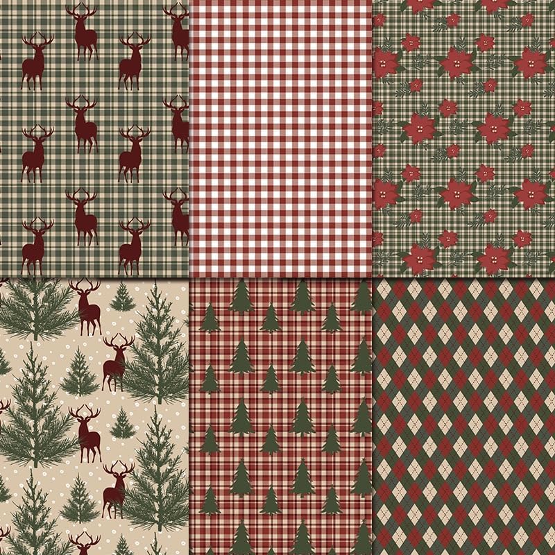 Christmas Scrapbook Paper Supplies 12×12,Vintage Christmas Deer Pattern Papers ,24 Sheets Double-Sided Christmas Scrapbooking CardStock Paper pad for Holiday Cardmaking DIY Junk Journal Papers. - Image 3