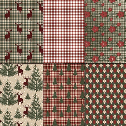Christmas Scrapbook Paper Supplies 12×12,Vintage Christmas Deer Pattern Papers ,24 Sheets Double-Sided Christmas Scrapbooking CardStock Paper pad for Holiday Cardmaking DIY Junk Journal Papers. - Image 3