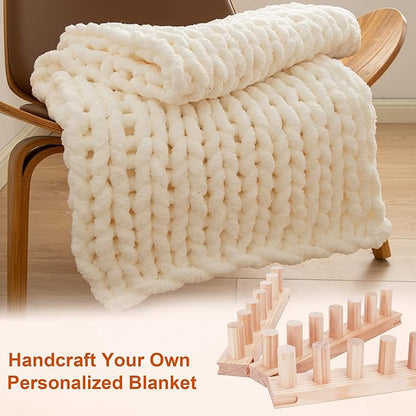 AIOWZZY 55” Chunky Knitting Blanket Loom - Customizable Knitting Loom - Adjustable Size & Portable Design Chunky Knit Blanket Loom - Beginner-Chunky Yarn Loom for Beginners and Home Decoration