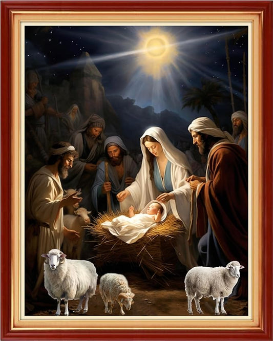 Dooxvey Cross Stitch Kits for Adults Stamped Full Range of Embroidery Starter Kits for Beginners 11CT Printed Cross Stitch Patterns Needlepoint Kits Stamped Crossstitch-Nativity 16x20 inch
