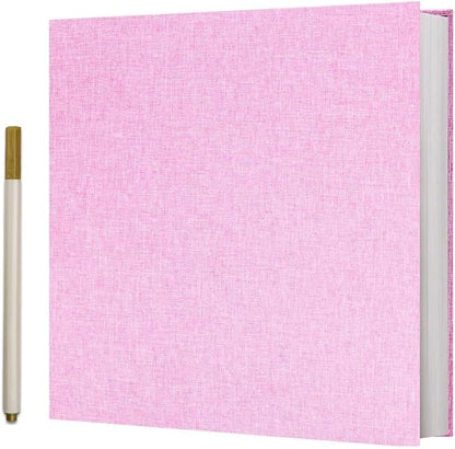 Vienrose Photo Album Self Adhesive 4x6 5x7 3x5 8x10 Scrapbook Album DIY Scrap Book with A Metallic Pen (11"x10.6" 60 Pages, Pink)